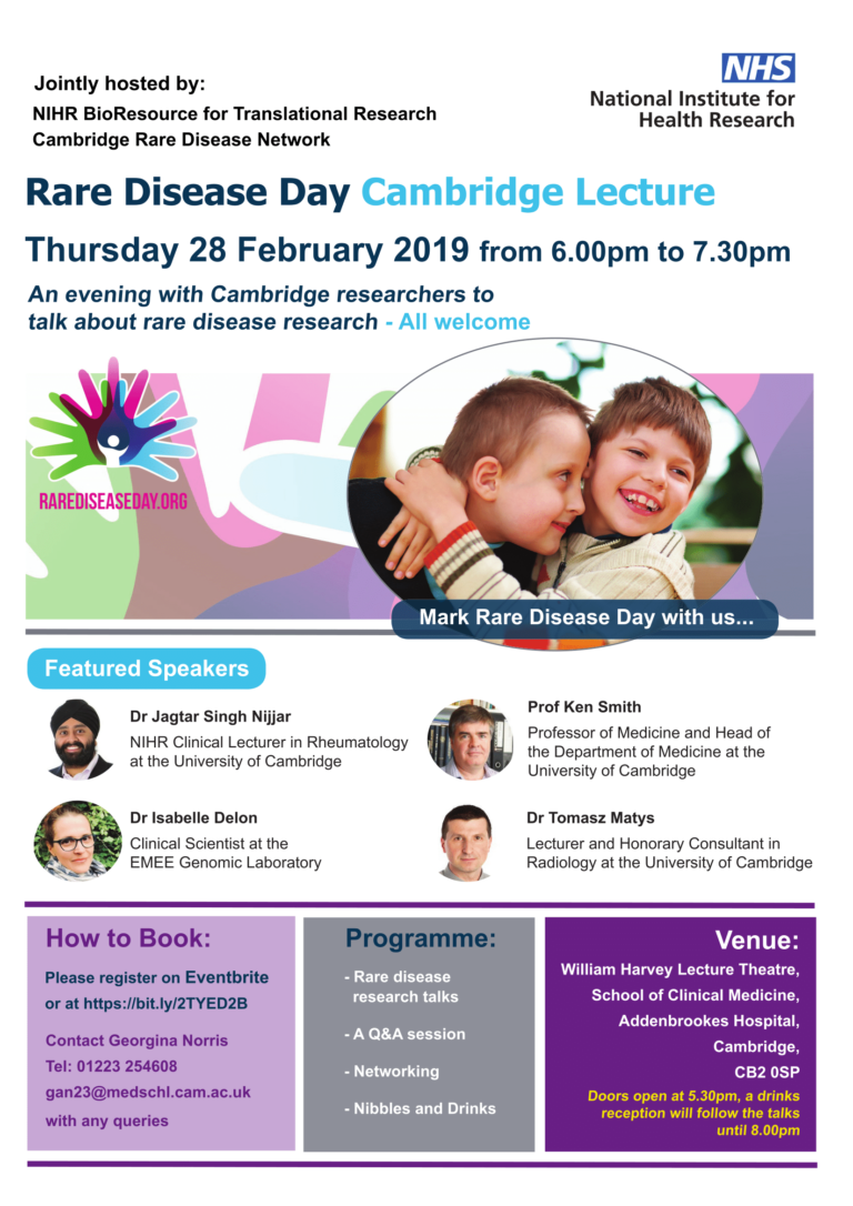 Rare Disease Day Cambridge Lecture Poster 1 The SUN Network